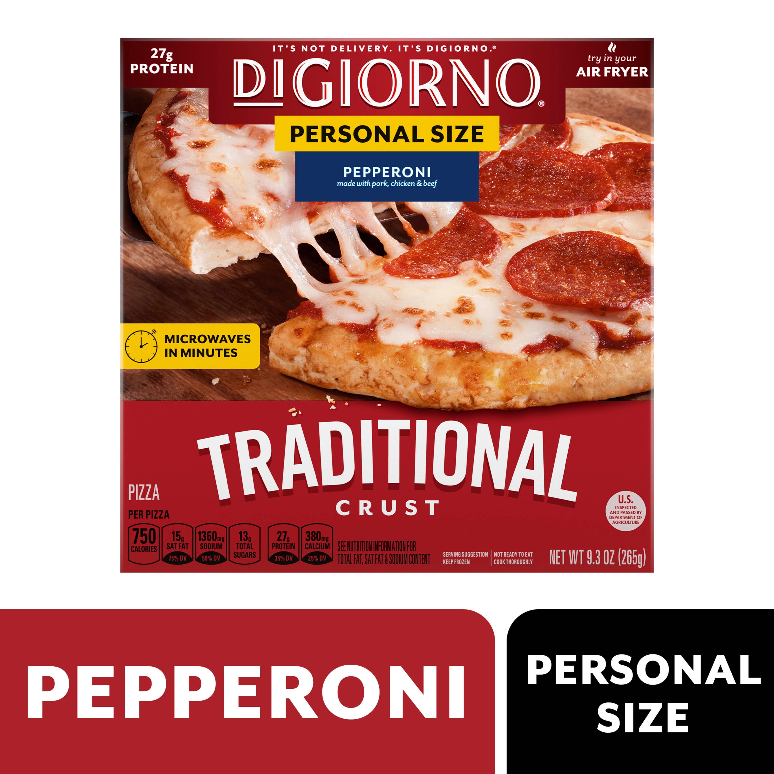 DiGiorno Pepperoni, Mini Thin Crust Pizza, 9.3 oz (Frozen)