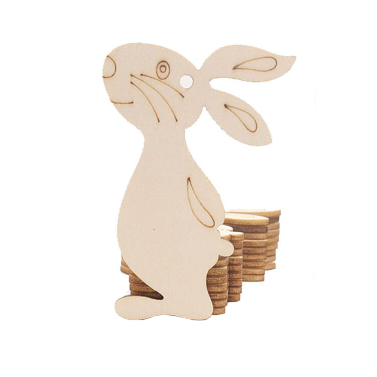 Easter Bunny Decorations 10PCS Wooden DIY Craft  Supplies Home Party Ornaments 