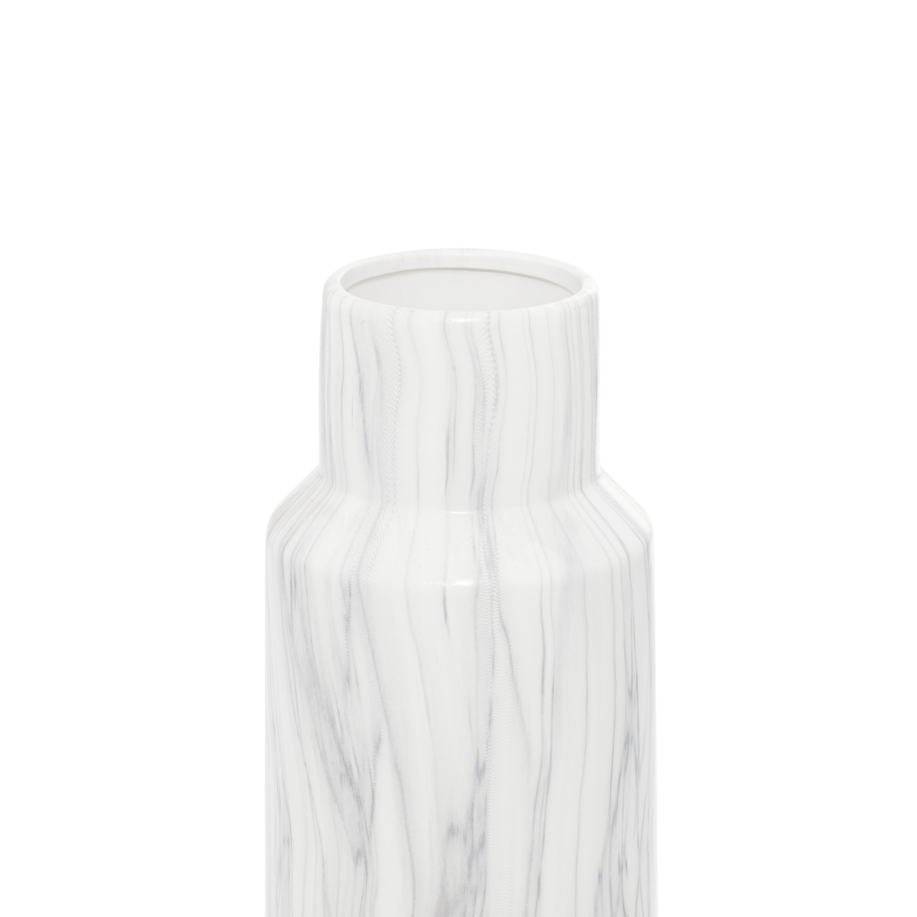 DecMode 15" Faux Marble White Ceramic Vase - image 4 of 6