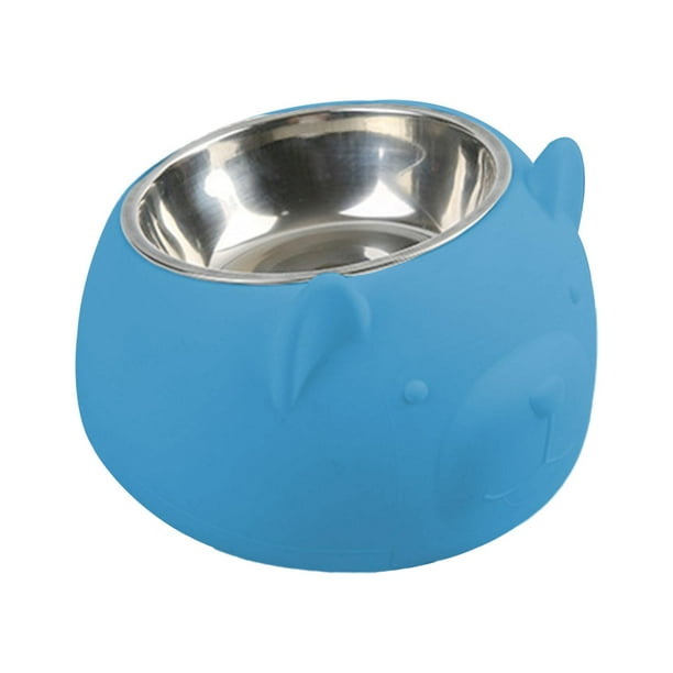Comedero para perros inclinado a 15 degree, de acero inoxidable, para gatos y cachorros de interior. Azul