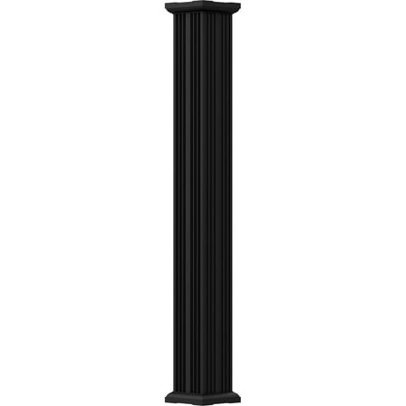 product image of 4  x 10  Endura-Aluminum Column  Square Shaft (For Post Wrap Installation)  Non-Tapered  Fluted  Textured Black Finish w/ Capital & Base