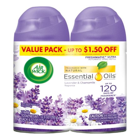 3 Pack Air Wick Freshmatic Air Refills, Lavender Chamomile, 6.17 oz each