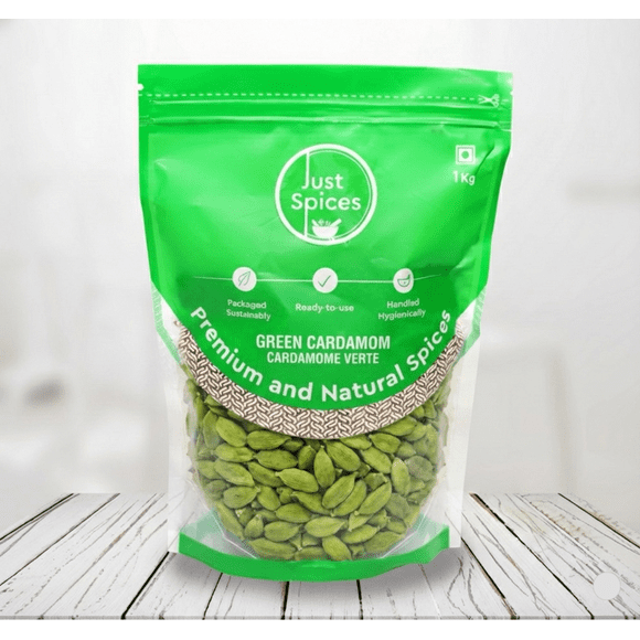 Just Spices - Whole Green Cardamom , 1 kg (2.2 lb) , Product of India , 7-8 mm size, Value Pack
