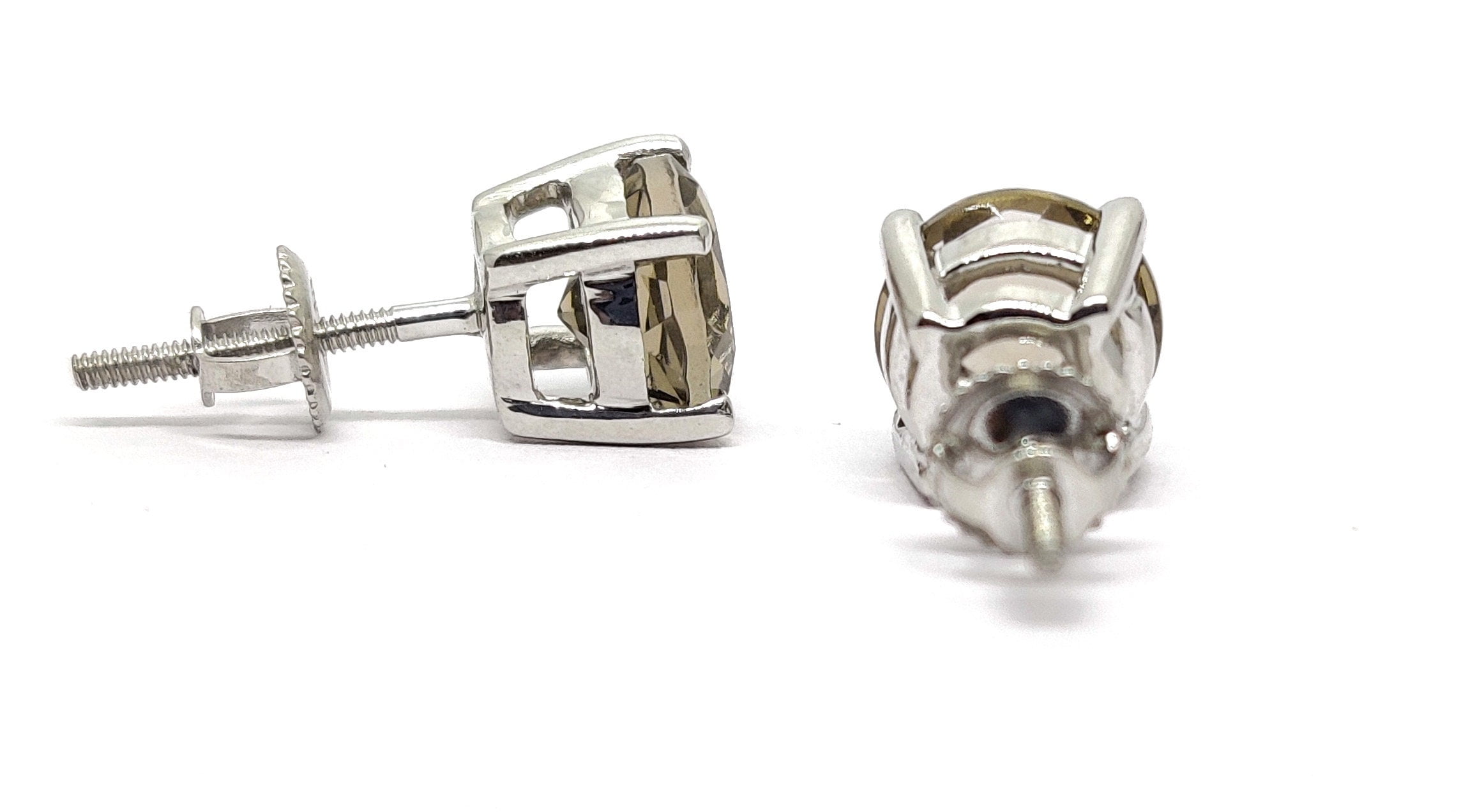 Brown Gemstone, Stud Earrings, Screw Back Earrings, 925 Sterling Silver 2.00 Ct Brown Diamond Earring