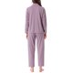 thumbnail image 3 of Conjunto de lounge para mujeres INSPIRE CHIC de algodón, con botones, manga larga, pantalones, patrón acanalado y bolsillo, pijama, ropa de estar en casa, 2XL, púrpura, 3 of 6
