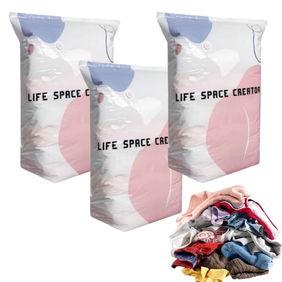 Vacuum Storage Bags Space Saving, Extra Large Reusable Airtight Compression Bags for Bedding, Blankets, Pillows, Comforters, Closet Organization, Moving & Travel, Durable Seal & Valve(3Pcs,L)