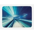 thumbnail image 1 of Abstract Bath Mat, Train Yurikamome Tokyo Asian Modern Landscape at Night Work of Art, Non-Slip Plush Mat Bathroom Kitchen Laundry Room Decor, 29.5 X 17.5 Inches, Blue White and Dark Blue, Ambesonne, 1 of 2