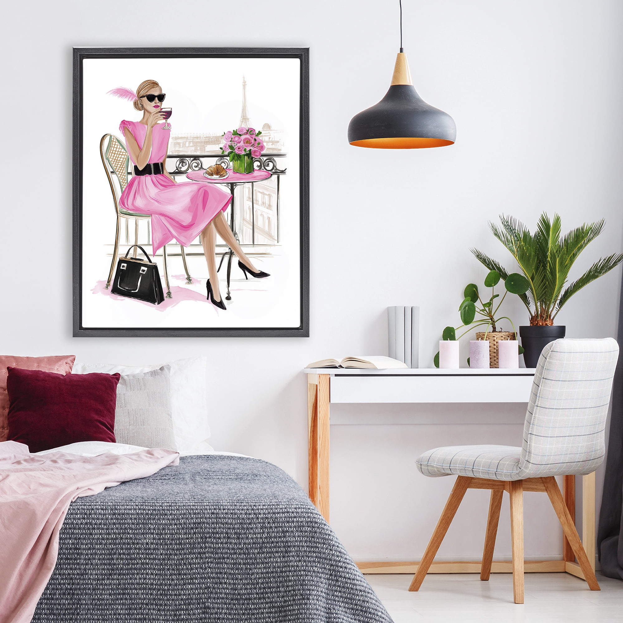 Stupell Industries Parisian Chic on Cafe Balcony Black Framed Floater Canvas Wall Art, design by Jess Stempel