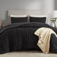 thumbnail image 4 of Mainstays Full/Queen Comforter Set, All-Season, 3-Piece, Black Puffy Seersucker, 4 of 10