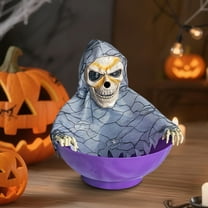 Halloween Candy Bowl, Animated Halloween Candy Bowl, Animated Skull Bowl, Motion-Activated Moving Skeleton Hand with LED Eyes & Sound Effects, Spooky Trick-or-Treat Decor