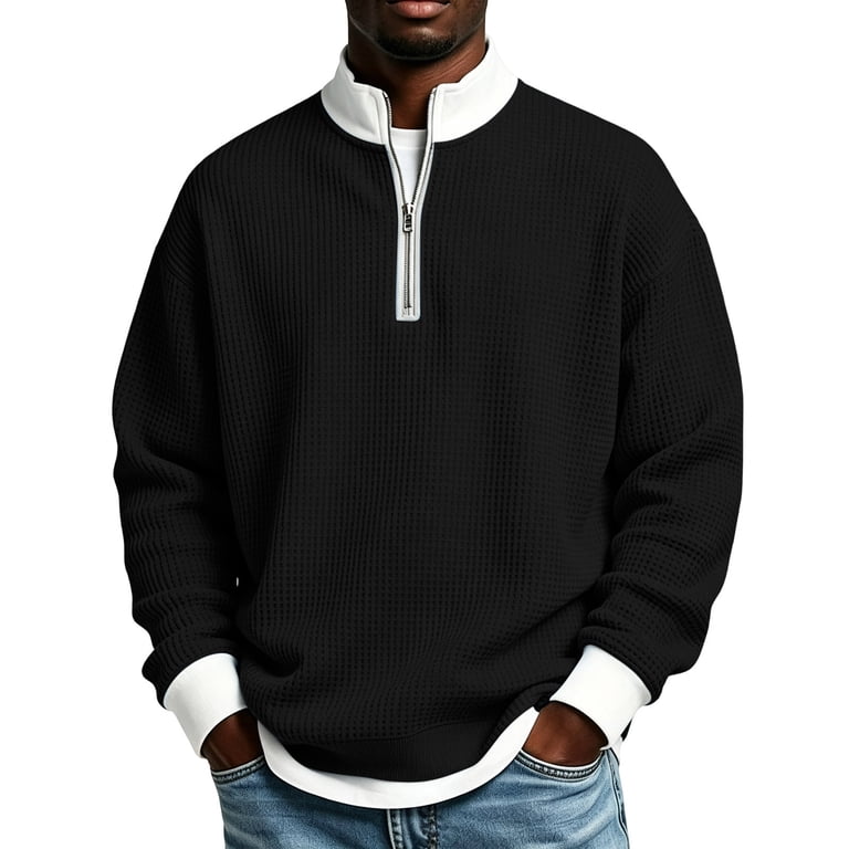 Pvkarhg Men's Quarter Zip Pullover 1/4 Zip Casual Mock Neck Golf
