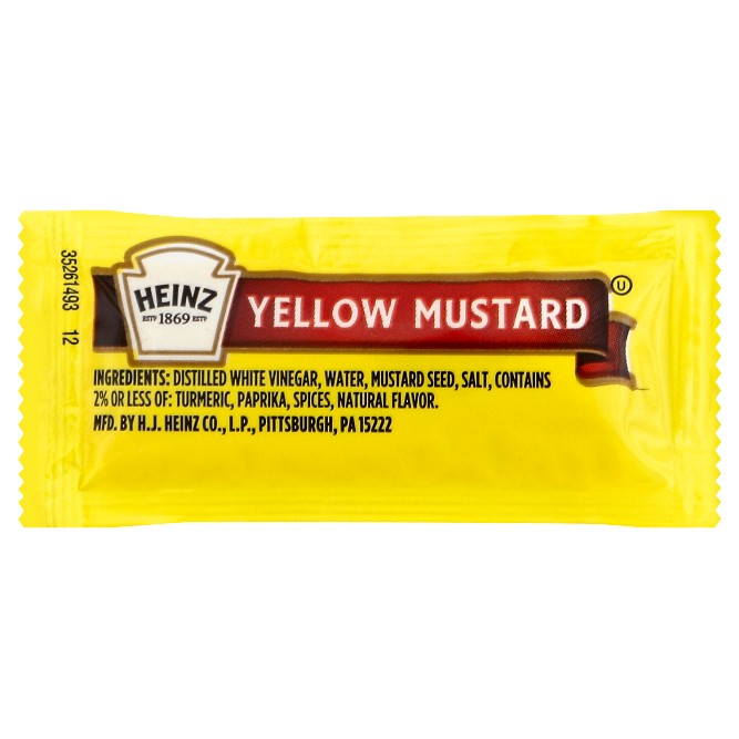 Heinz Yellow Mustard Packets, 0.2 oz. Single Serve Packets (Pack of