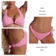 thumbnail image 5 of Traje de baño de dos piezas para mujer, bikini con cuello halter, tirantes anudados, espalda abierta, color rosa brillante, 5 of 6