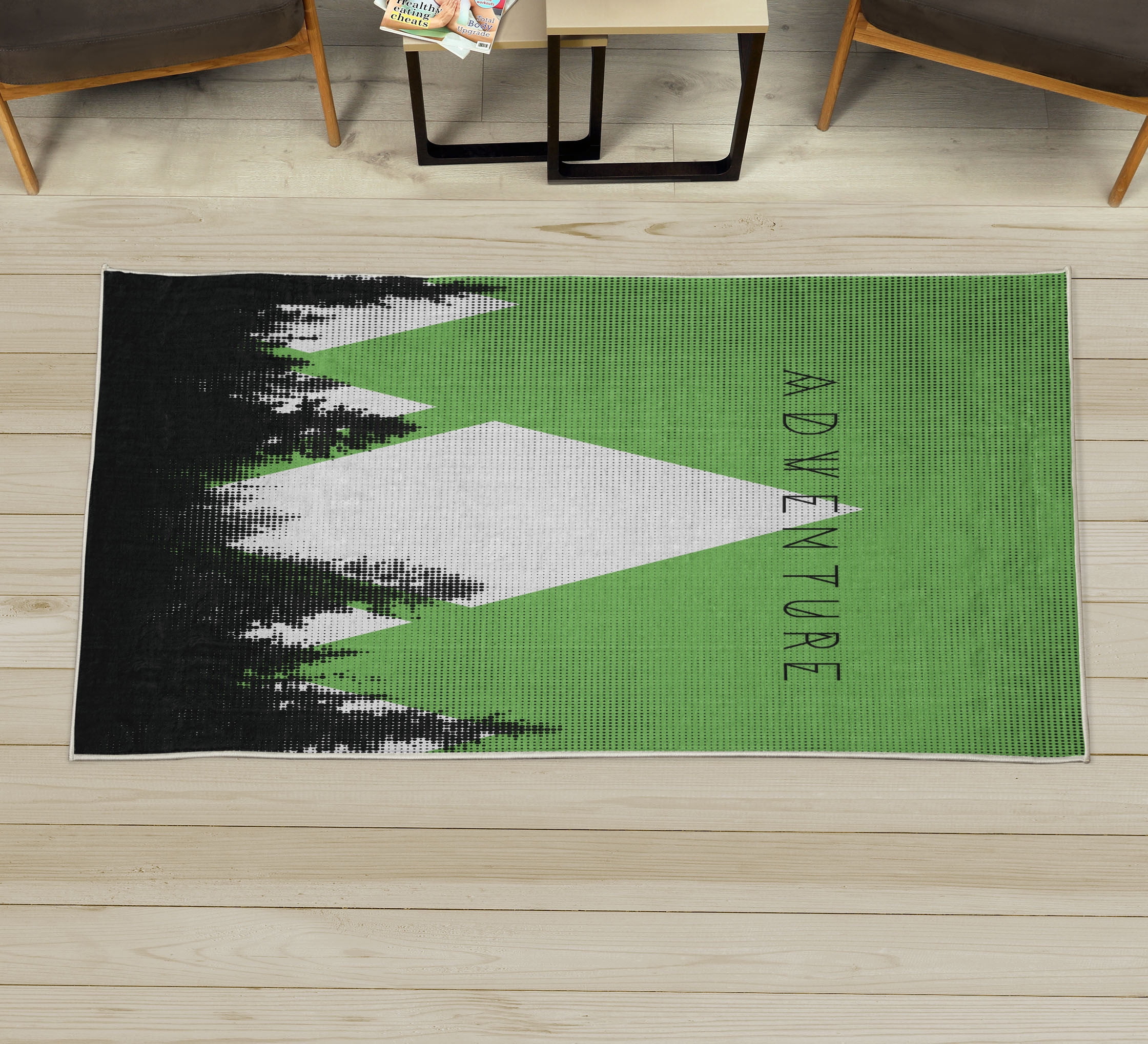 Adventure Decorative Rug, Forest Halftone Effect Hipster Typography ...