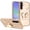 Gold, variant on For Samsung Galaxy A37 Splendid Glitter Butterfly Design Stand with Metallic Edges Hybrid Case - Light Pink