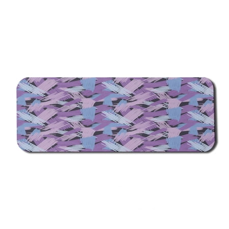 Retro Computer Mouse Pad  Abstract Funky Design Hatched Lines Doodle Drawing Cold Tones  Rectangle Non-Slip Rubber Mousepad Large  31  x 12  Gaming Size  Dark Grey Violet and Sky Blue  by Ambesonne