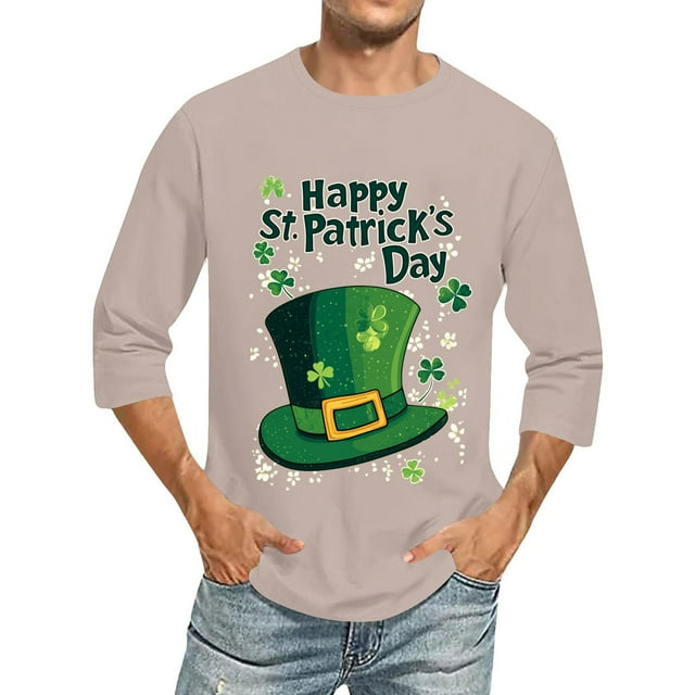 Weiqiqre Chemises pour Hommes Manches Trois-Quarts Motif de Cœur de la Saint-Valentin Imprimé Décontracté Col Rond Chandail T-Shirt Hauts