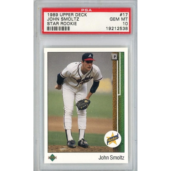 Graded 1989 Upper Deck John Smoltz #17 Star Rookie Rookie RC Baseball Card PSA 10 Gem Mint