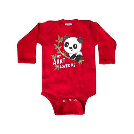 

Inktastic My Aunt Loves Me- cute panda Gift Baby Boy or Baby Girl Long Sleeve Bodysuit