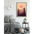 thumbnail image 2 of PixonSign Framed Canvas Print Wall Art Elk Above Orange Forest Animals Wilderness Illustrations Modern Art Rustic Landscape Relax/Calm Warm Boho Decor for Living Room, Bedroom - 24"x36" Black, 2 of 5