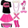 thumbnail image 4 of CONZONE Carnival 80S Womens Dress Up Fashion Tops Lace Mesh Skirts Hairband Outfits Funny Party Stage Performance Clothes Set, 4 of 5
