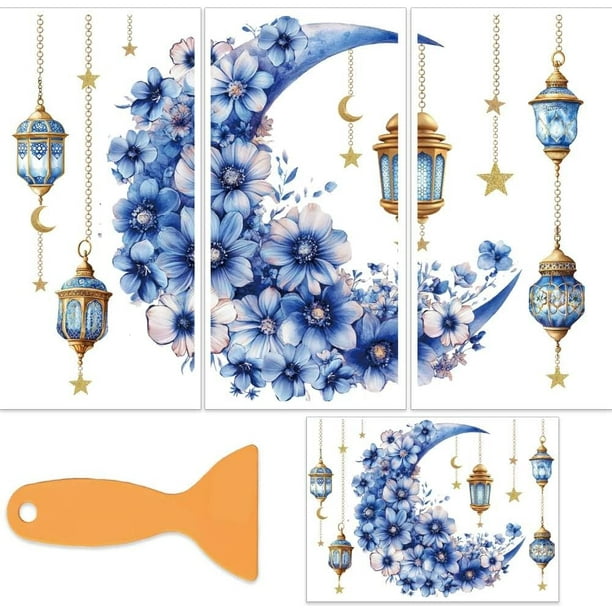 Juego de 3 calcomanías de transferencia Blue Moon para muebles y manualidades (15 x 30 cm). Incluye espátula.