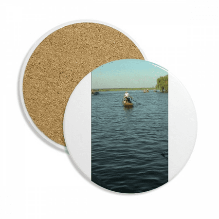 

Fisherman Lake Art Deco Fashion Coaster Cup Mug Tabletop Protection Absorbent Stone