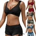 thumbnail image 1 of Neinkie Women Two Piece Swimsuit Athletic Bathing Suits for Women Ruffled Tummy Control High Waisted Swimsuits, 1 of 7