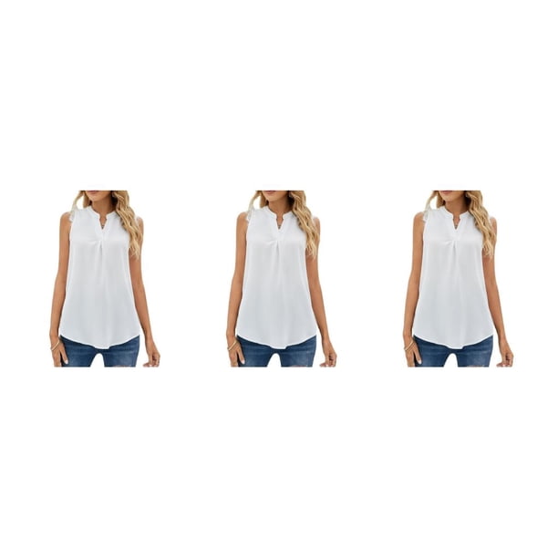 Blusa Sin Mangas Qarigey con Cuello en V para Mujer Oficina y Vacaciones en la Playa
