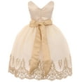 thumbnail image 2 of Little Girls Sleeveless Lace Embroider Party Holiday Dressy Flower Girl Dress Taupe 4 (C17B12), 2 of 2