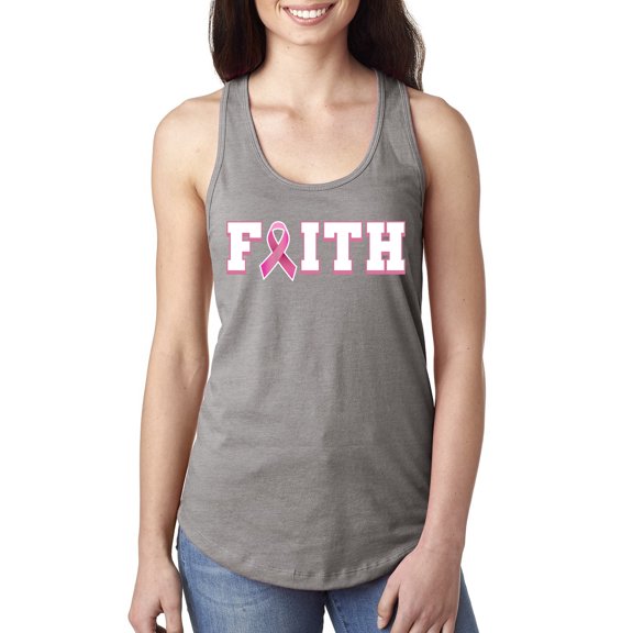 Wild Bobby Breast Cancer Survivor Nutrition Facts Pocket Breast Cancer Awareness Women Racerback Tank Top, Heather Grey, Large