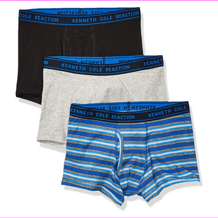 Kenneth Cole Reaction Men's Cotton Stretch Modern Trunks, Pack 3, L