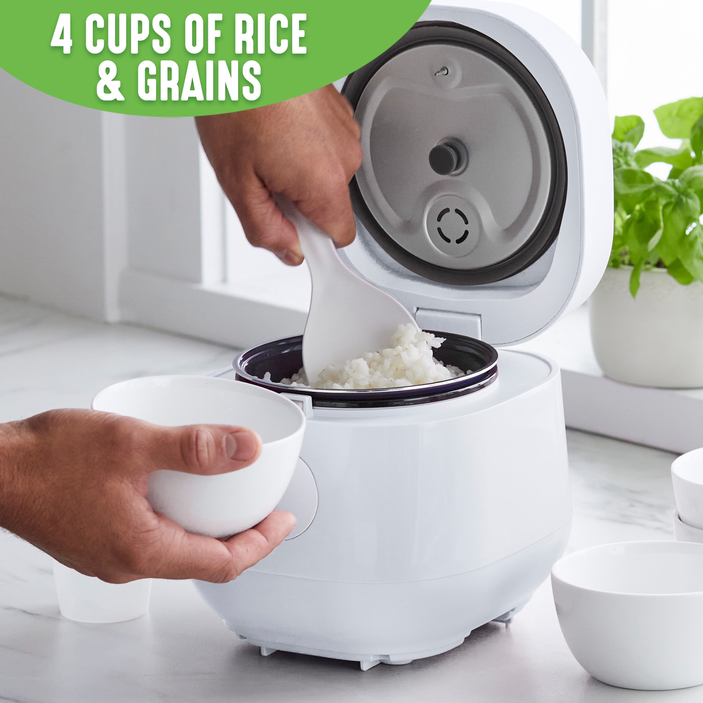 Green Life Go Grains Rice & Beans Cooker 4 Cup White New Ceramic