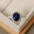 thumbnail image 2 of Halo engagement ring, blue sapphire ring, oval shaped, sterling silver,September birthstone, 2 of 4