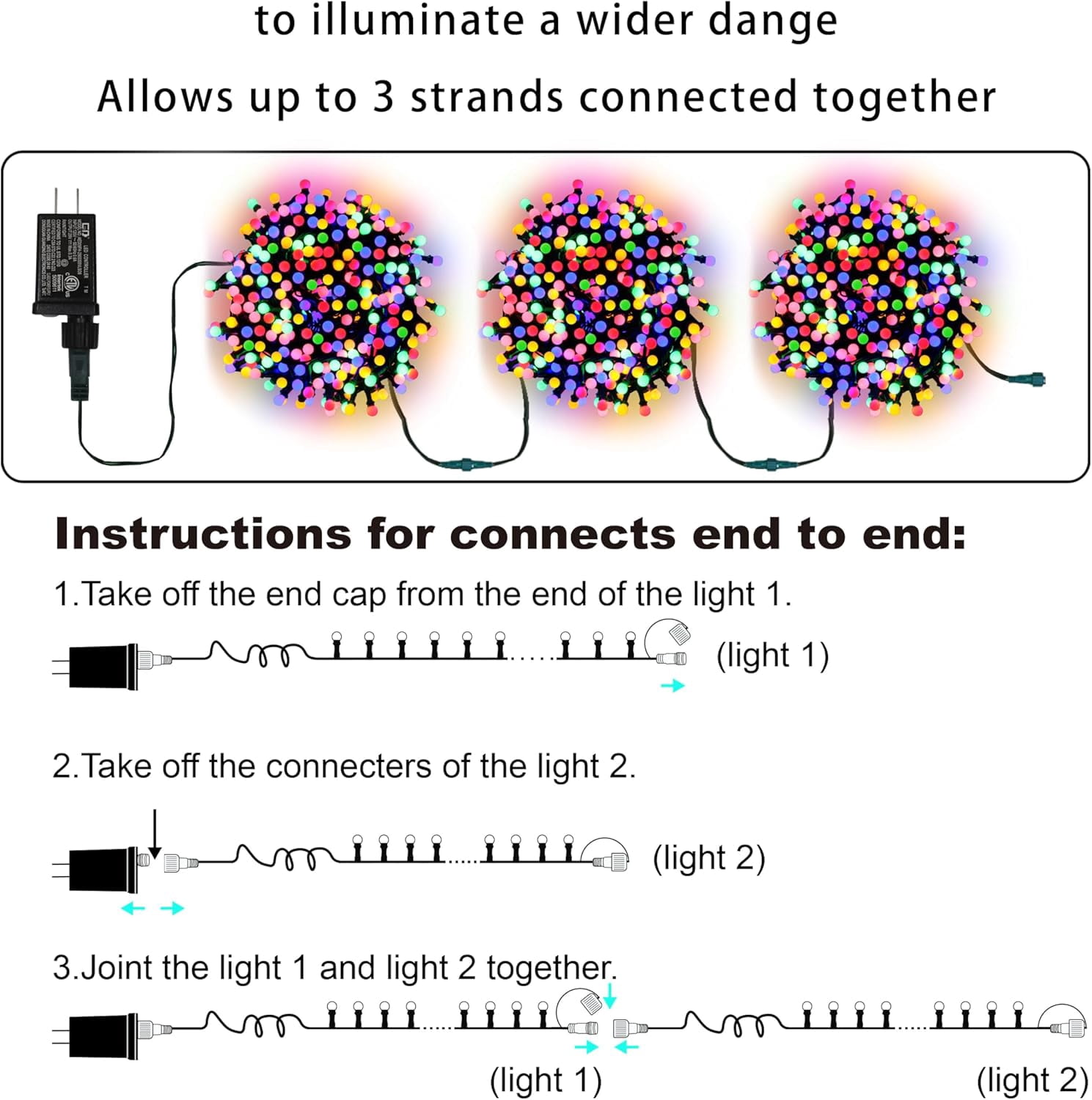 String Lights Multicolor, 49ft 306 LED 9mm Frosted Globe String Lights, 11 Modes Christmas Globe Lights, Xmas Tree Ball Lights Outdoor Mini Globe Light for Christmas Tree Home Party Patio