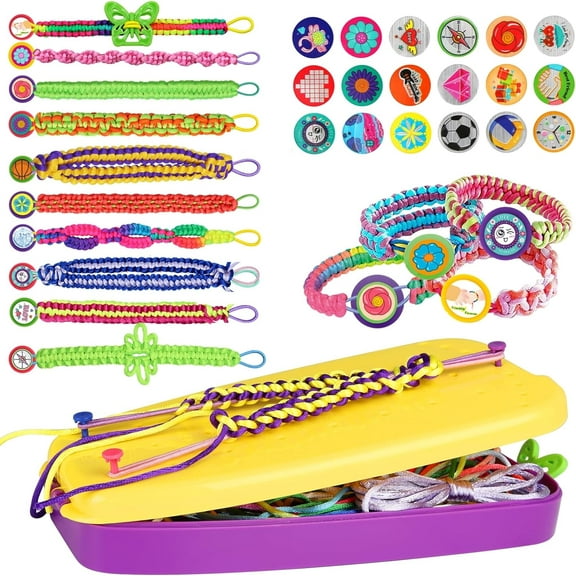 Friendship Bracelet Making Kit Toys, Arts and Crafts String Maker Tool, Bracelet DIY, Travel Activity Set