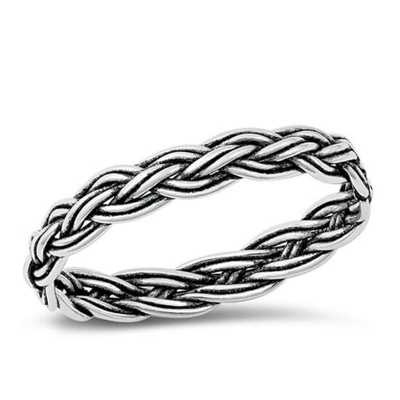 Braided Weave Thumb Ring .925 Sterling Silver Wedding Band Jewelry Female Male Unisex Size 4