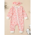 thumbnail image 3 of Bagilaanoe Newborn Baby Girl Fall Jumpsuit Floral Print Long Sleeve Bodysuit + Headband 6M 12M 18M 24M Infant Full Zip One Piece Romper, 3 of 9
