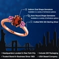 thumbnail image 2 of Gem Stone King 18K Rose Gold Plated Silver Ring Oval Garnet and Pink Moissanite (1.96 Cttw), 2 of 6