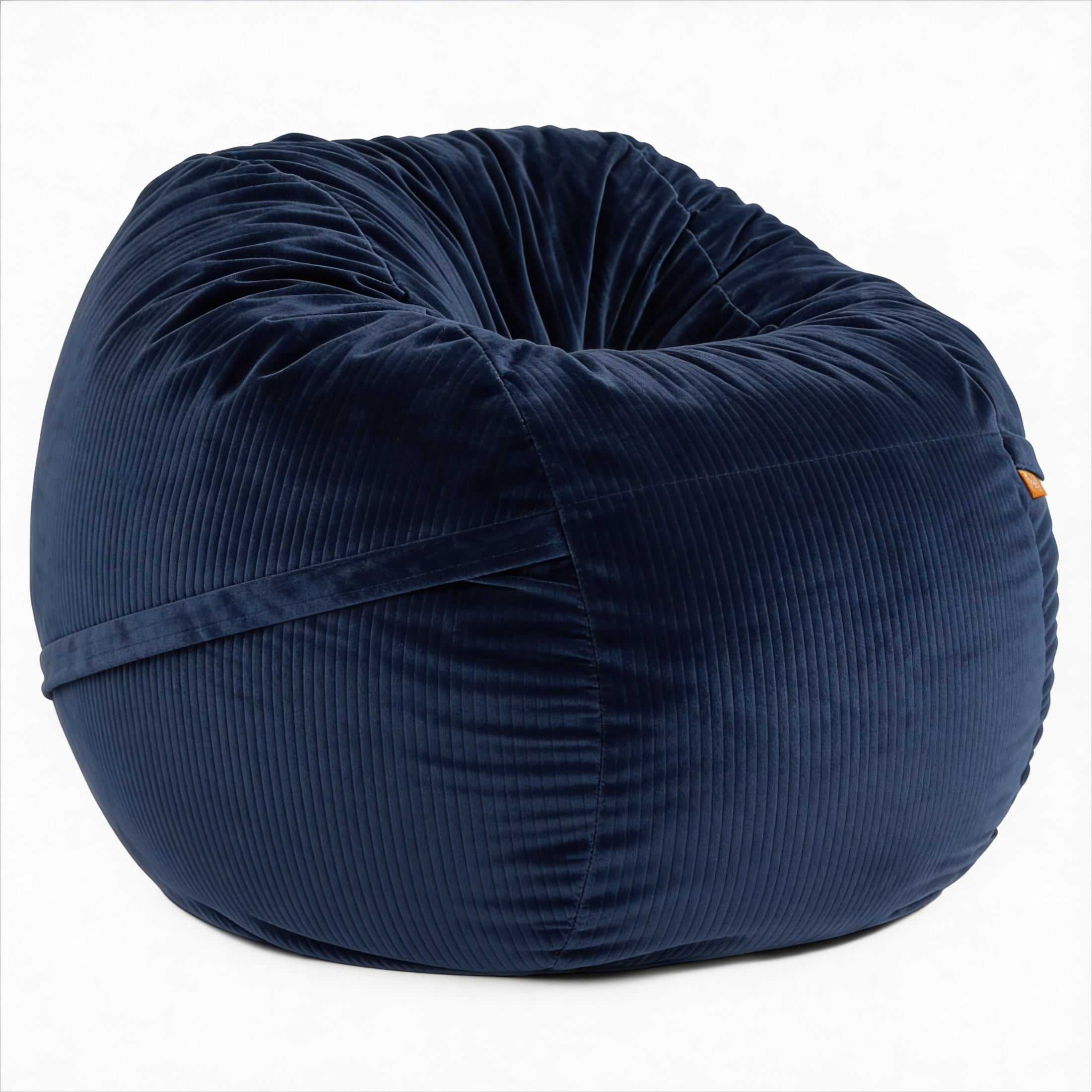 Luna 5 Foot X-Large Bean Bag Chair – Oversized Foam Lounger for Adults & Kids, Plush Corded Faux Fur, Navy Blue