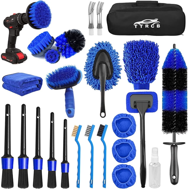 26Pcs Car Detailing Brush Set, Car Detailing Kit, Car Detailing Brushes, Car Cleaning Kit, Car Windshield Cleaning Tool, Professional Car Care kit - Car Wash Brush kit for Interior Exterior Wheels