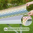 thumbnail image 6 of Colorful Gradient Checkerboard Checkered Pattern Square Fitted Tablecloth with Elastic Edge,Square Table Cover,Washable Elastic Table Cover for Home Kitchen Party Decor 36"x36", 6 of 6