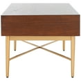 thumbnail image 6 of SAFAVIEH Pierre Contemporary 2 Drawer Coffee Table, Walnut/Gold (42 in. W x 22 in. D x 18 in. H), 6 of 14