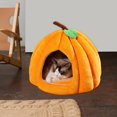 thumbnail image 3 of Cama para Gatos, Cueva para Perros, Fondo Antideslizante, cómoda, Cama para Cachorros semicerrada para Conejos, Gatitos, Gatos o Cachorros de Perros , naranja, 3 of 8