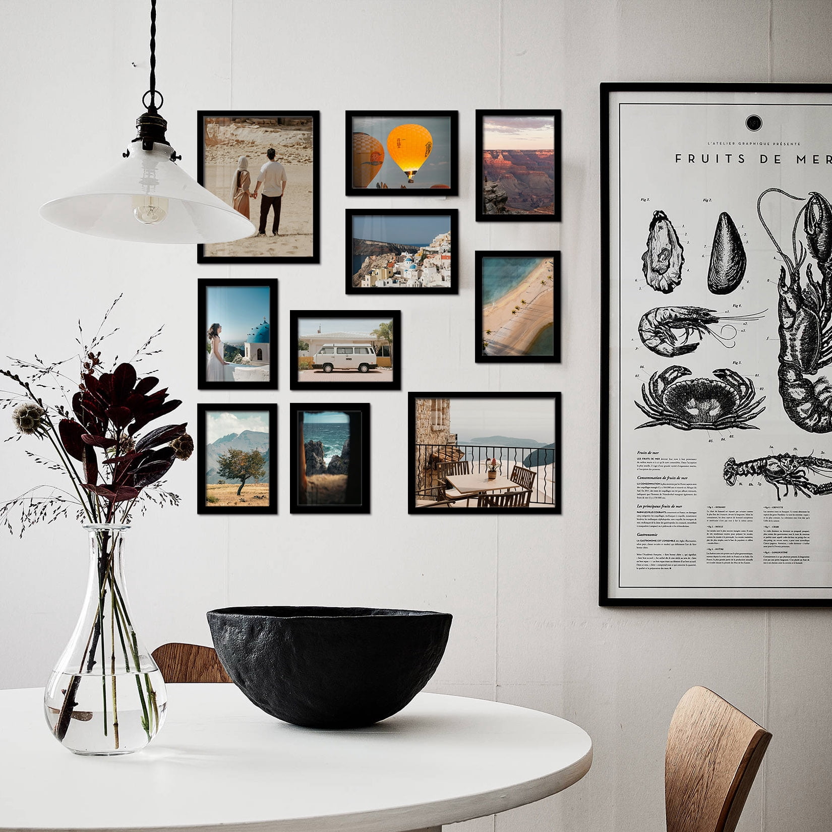 Black Picture Frames - 4x6, 5x7, 8x10 - 10 Pack Photo Frame Mix & Match Set for Wall Decor & Tabletop Display, Minimalist Black Frame Collection