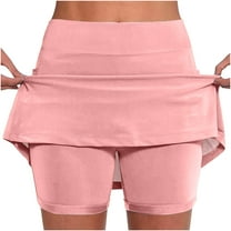 Lcziwo Skirts for Women Tennis Running Yoga Workout Skorts Lightweight Casual Dressy Summer 2025 Skirts Mid Waist Tummy Control Skorts with Liner Pink,XXL