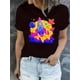 thumbnail image 1 of Camiseta De Verano Para Mujer, Camisetas Suaves De Verano Para Mochilero, Viajes En La CalleWomen's Colorful Rocket Ship Print Tee - Playful Casual Short Sleeve T-Shirt, Vibrant Space-Themed Design, 1 of 6