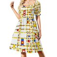 thumbnail image 1 of Mondrian Robe d'Art Abstrait Robe de Bal Été Robe Femme 2024 Robes Femmes, 1 of 4