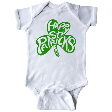

Inktastic Happy St. Patrick s Day- green shamrock cutout Gift Baby Boy or Baby Girl Bodysuit