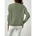 thumbnail image 3 of Ladies floral pattern round neck elegant long-sleeved off-shoulder pullover sweater, 3 of 6